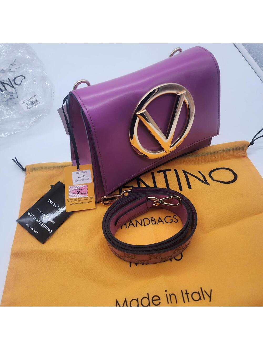 NWT Authentic VALENTINO BY MARIO VALENTINO Logo Leather Shoulder Bag Purple Pink